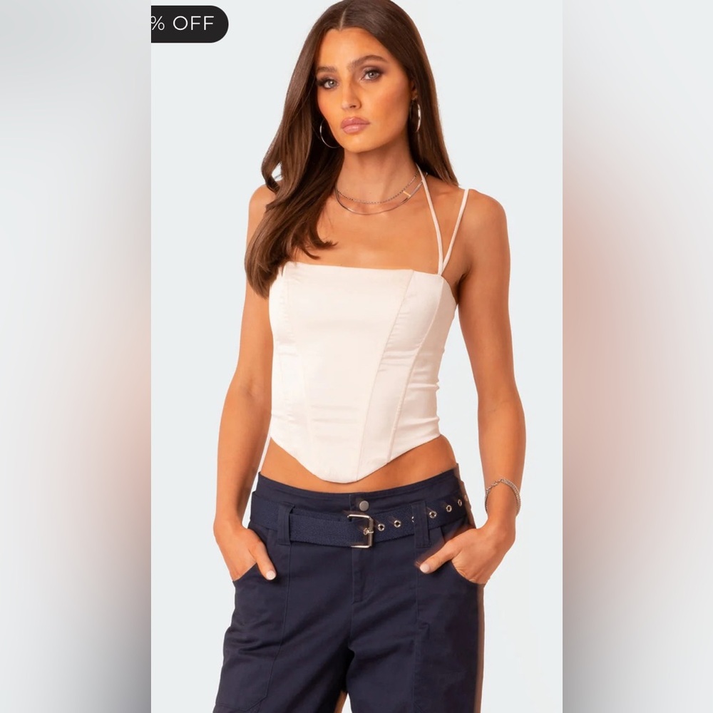 Edikted satin lace up corset top